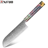 Couteau Santoku damas 17,8 cm – bois stabilisé