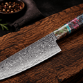 Couteau Santoku Japonais Acier Damas 67 Couches 18 cm – Manche Bois Stabilisé Ergonomique - Damasaki
