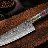 Couteau Santoku Japonais Acier Damas 67 Couches 18 cm – Manche Bois Stabilisé Ergonomique - Damasaki