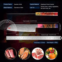 Couteau Santoku damas – bois stabilisé