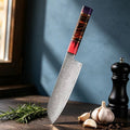 Couteau Santoku damas – bois stabilisé