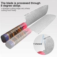 Couteau Santoku damas – bois stabilisé