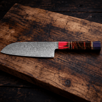 Couteau Santoku Japonais Acier Damas 67 Couches 18 cm – Manche Bois Stabilisé Octogonal - Damasaki