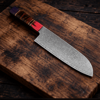 Couteau Santoku Japonais Acier Damas 67 Couches 18 cm – Manche Bois Stabilisé Octogonal - Damasaki