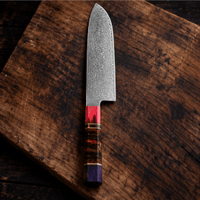 Couteau Santoku Japonais Acier Damas 67 Couches 18 cm – Manche Bois Stabilisé Octogonal - Damasaki