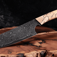 Couteau Santoku Japonais Acier Damas 67 Couches 18 cm – Manche Bois Tressé - Damasaki