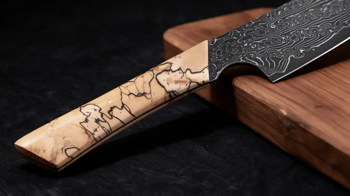 Couteau Santoku Japonais Acier Damas 67 Couches 18 cm – Manche Bois Tressé - Damasaki