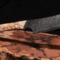Couteau Santoku Japonais Acier Damas 67 Couches 18 cm – Manche Bois Tressé - Damasaki