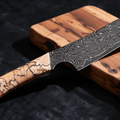 Couteau Santoku Japonais Acier Damas 67 Couches 18 cm – Manche Bois Tressé - Damasaki