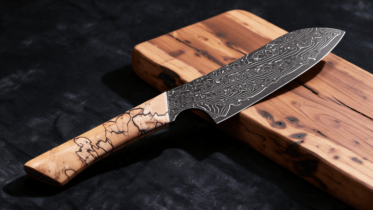 Couteau Santoku Japonais Acier Damas 67 Couches 18 cm – Manche Bois Tressé - Damasaki