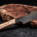 Couteau Santoku Japonais Acier Damas 67 Couches 18 cm – Manche Bois Tressé - Damasaki