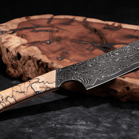 Couteau Santoku Japonais Acier Damas 67 Couches 18 cm – Manche Bois Tressé - Damasaki