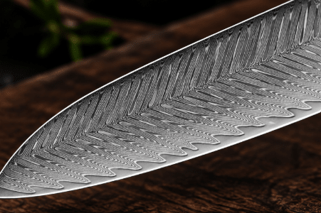 Couteau Santoku Japonais Acier Damas 67 Couches 18 cm – Manche Nacre d’Ormeau - Damasaki