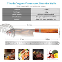Couteau Santoku damas – palissandre octogonal
