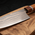 Couteau Santoku Japonais Acier Damas 67 Couches 18 cm – Manche Palissandre Octogonal - Damasaki