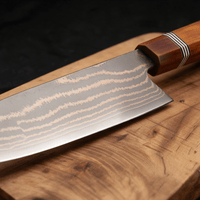 Couteau Santoku Japonais Acier Damas 67 Couches 18 cm – Manche Palissandre Octogonal - Damasaki