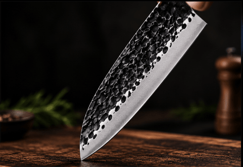 Couteau Santoku Japonais Acier Trempé Haute Teneur Carbone 13 cm – Manche Bois Rouge - Damasaki