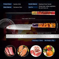 Couteau Santoku damas 12,7 cm – bois stabilisé