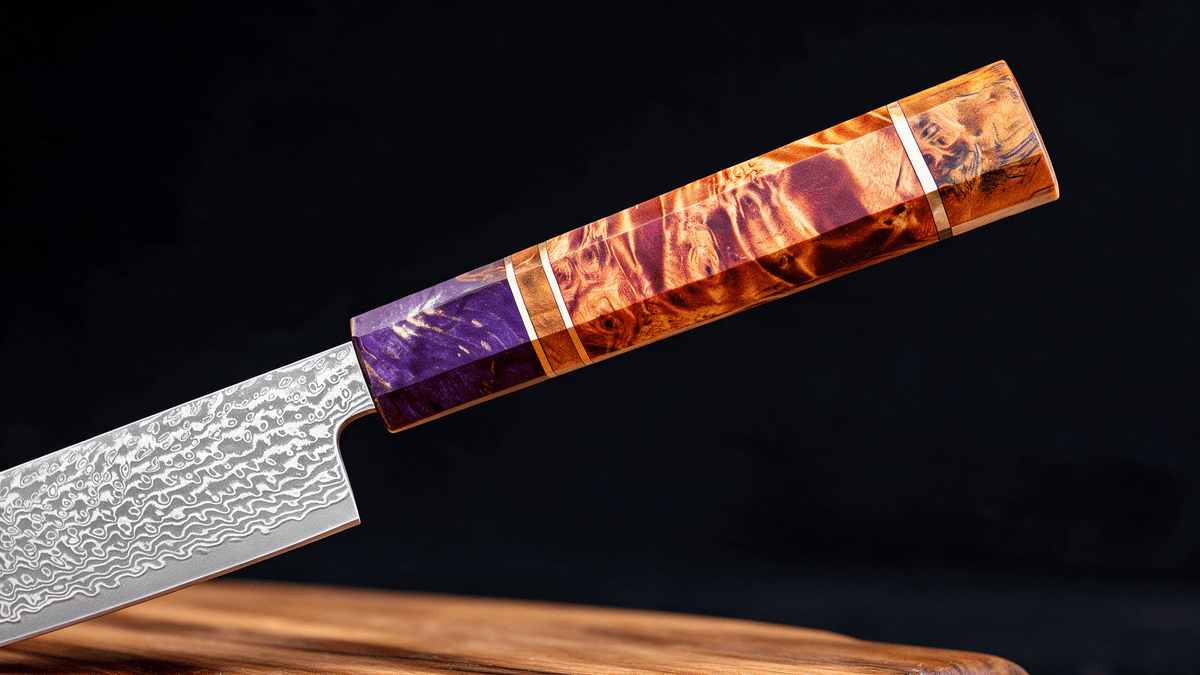 Couteau Santoku Japonais Damas VG10 67 Couches 13 cm – Manche Bois Stabilisé - Damasaki