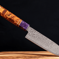 Couteau Santoku Japonais Damas VG10 67 Couches 13 cm – Manche Bois Stabilisé - Damasaki