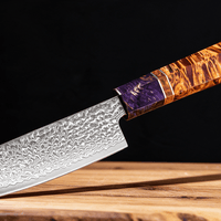Couteau Santoku Japonais Damas VG10 67 Couches 13 cm – Manche Bois Stabilisé - Damasaki