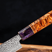 Couteau Santoku Japonais Damas VG10 67 Couches 13 cm – Manche Bois Stabilisé - Damasaki