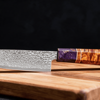 Couteau Santoku Japonais Damas VG10 67 Couches 13 cm – Manche Bois Stabilisé - Damasaki