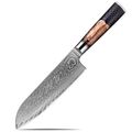 Couteau Santoku damas – résine et bois à motif nid d’abeille