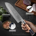 Couteau Santoku damas – résine et bois à motif nid d’abeille