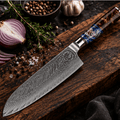 Couteau Santoku Japonais Damas VG10 67 Couches 18 cm – Manche Résine Haute Finition - Damasaki