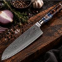 Couteau Santoku Japonais Damas VG10 67 Couches 18 cm – Manche Résine Haute Finition - Damasaki