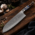 Couteau Santoku Japonais Damas VG10 67 Couches 18 cm – Manche Résine Haute Finition - Damasaki