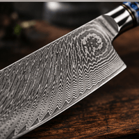 Couteau Santoku Japonais Damas VG10 67 Couches 18 cm – Manche Résine Haute Finition - Damasaki