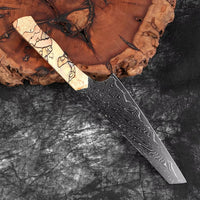 Couteau utilitaire damas – bois tressé
