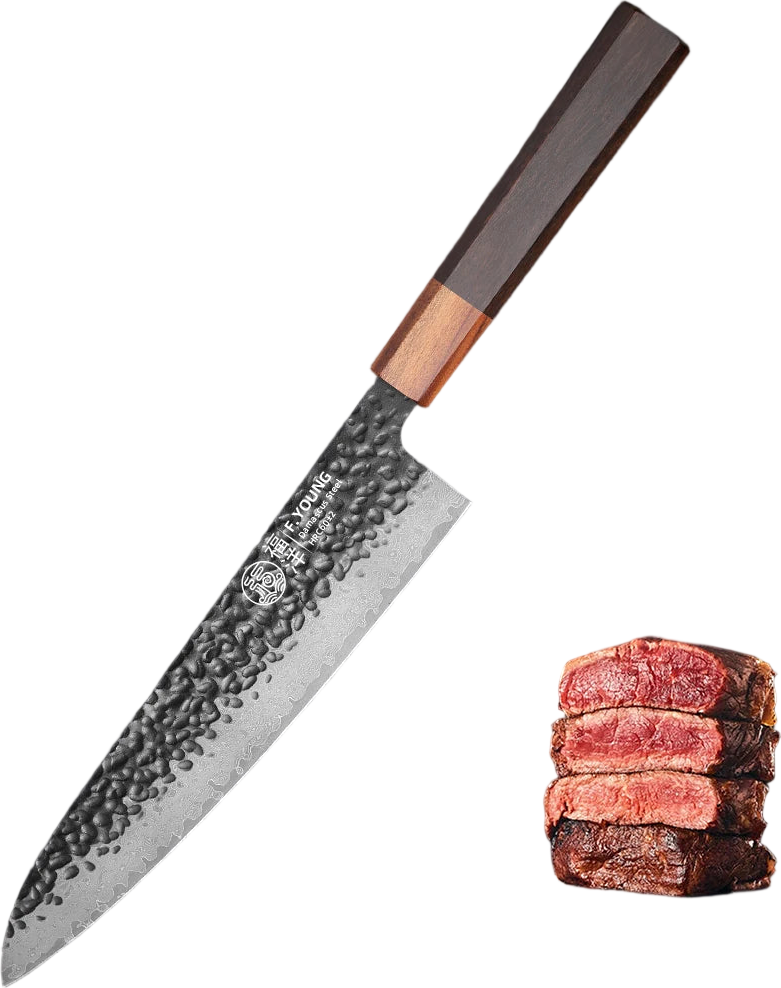 Schéma anatomique couteau de chef Gyuto DAMASAKI