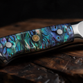 Couteau Nakiri Japonais Acier Damas 67 Couches 18 cm – Manche Nacre d’Ormeau Précieuse