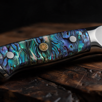 Couteau Nakiri Japonais Acier Damas 67 Couches 18 cm – Manche Nacre d’Ormeau Précieuse