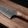 Couteau Kiritsuke Japonais Acier Damas 67 Couches 13 cm – Manche Loupe de Bois