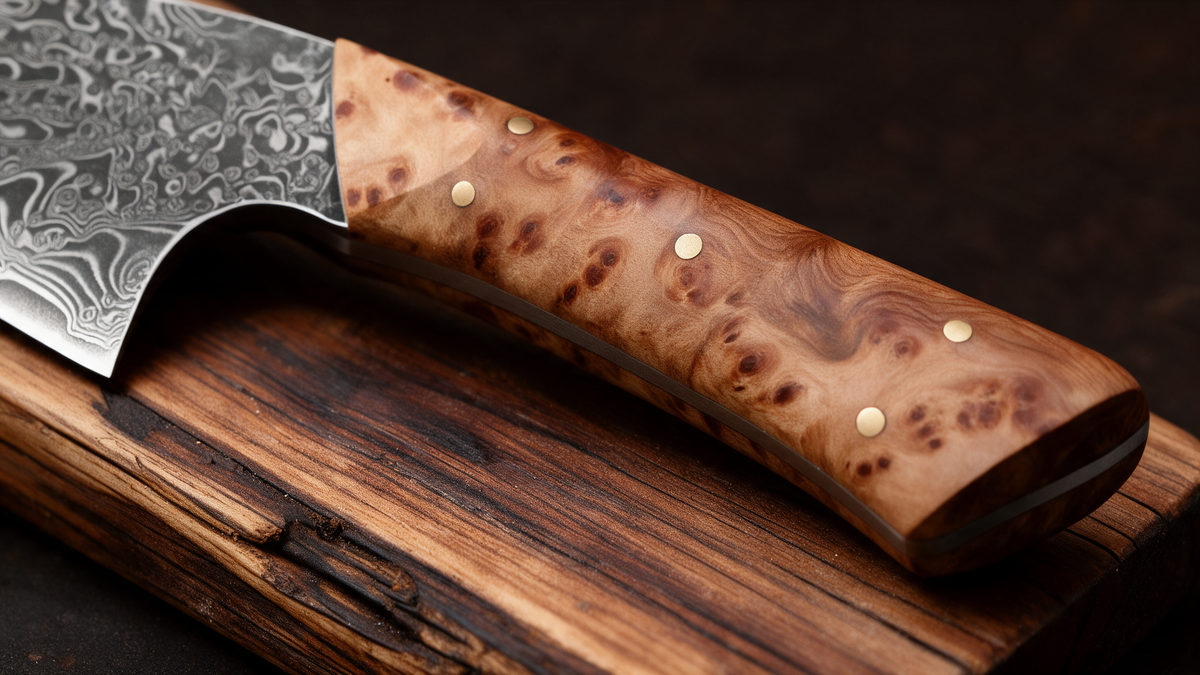 Couteau Kiritsuke Japonais Acier Damas 67 Couches 13 cm – Manche Loupe de Bois