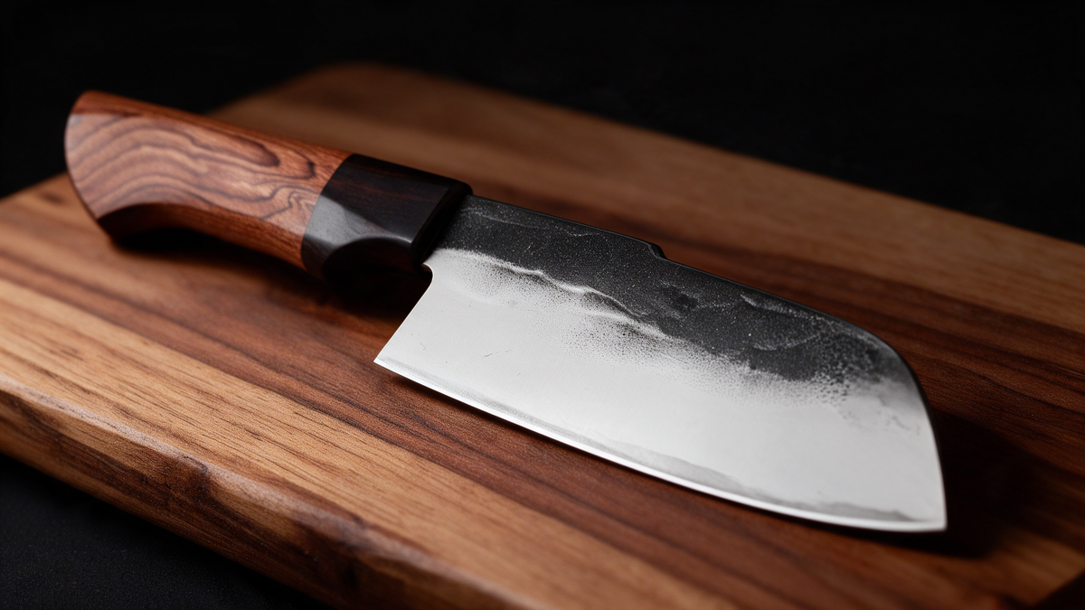 Couteau Santoku Japonais Acier Composite 3 Couches 13 cm – Manche Ébène & Buis