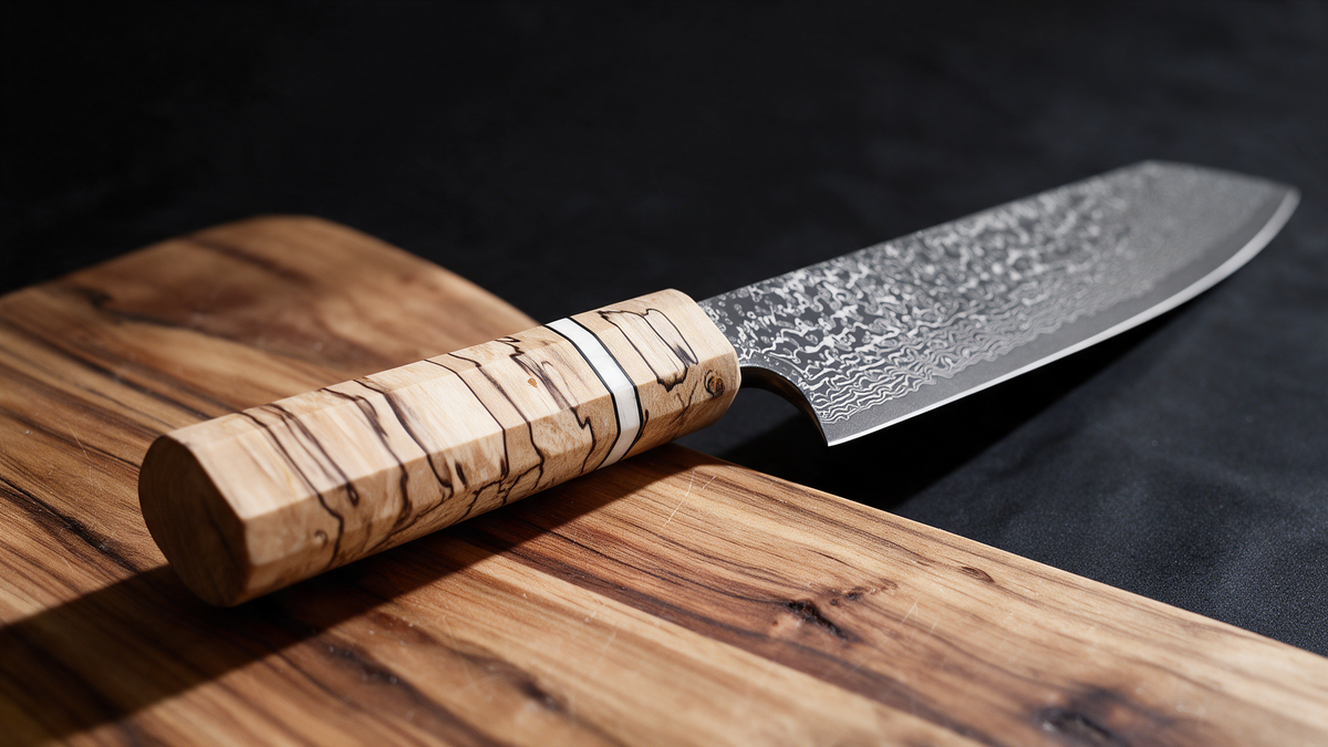Couteau Kiritsuke Japonais Acier Damas 67 Couches 20 cm – Manche Bois Tressé