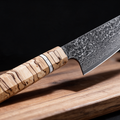 Couteau Kiritsuke Japonais Acier Damas 67 Couches 20 cm – Manche Bois Tressé