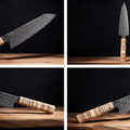 Couteau Kiritsuke Japonais Acier Damas 67 Couches 20 cm – Manche Bois Tressé