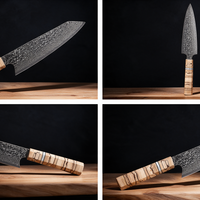 Couteau Kiritsuke Japonais Acier Damas 67 Couches 20 cm – Manche Bois Tressé