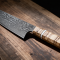 Couteau Kiritsuke Japonais Acier Damas 67 Couches 20 cm – Manche Bois Tressé
