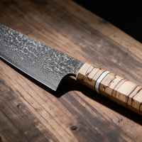 Couteau Kiritsuke Japonais Acier Damas 67 Couches 20 cm – Manche Bois Tressé