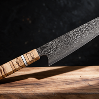 Couteau Kiritsuke Japonais Acier Damas 67 Couches 20 cm – Manche Bois Tressé