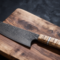 Couteau Kiritsuke Japonais Acier Damas 67 Couches 20 cm – Manche Bois Tressé