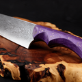 Couteau Kiritsuke Japonais Acier Damas 67 Couches 20 cm – Manche Bois Stabilisé Violet