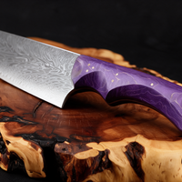 Couteau Kiritsuke Japonais Acier Damas 67 Couches 20 cm – Manche Bois Stabilisé Violet
